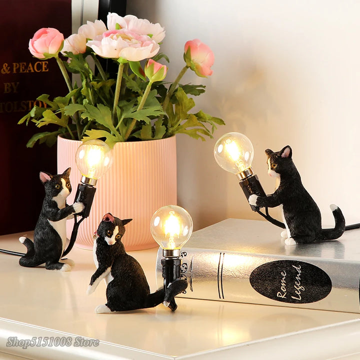 Animals Table Lamp Nordic Children's Bedroom Resin Cat Table Light  Bar Table Light home Decor night light Lighting Fixtures