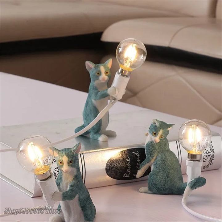 Animals Table Lamp Nordic Children's Bedroom Resin Cat Table Light  Bar Table Light home Decor night light Lighting Fixtures