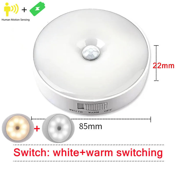 Motion Sensor Light Led USB NightLights Rechargeable Lamp for Bedroom Staircase Hallway Wardrobe Cupboard Lighting