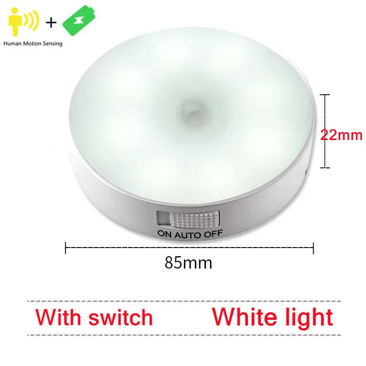 Motion Sensor Light Led USB NightLights Rechargeable Lamp for Bedroom Staircase Hallway Wardrobe Cupboard Lighting