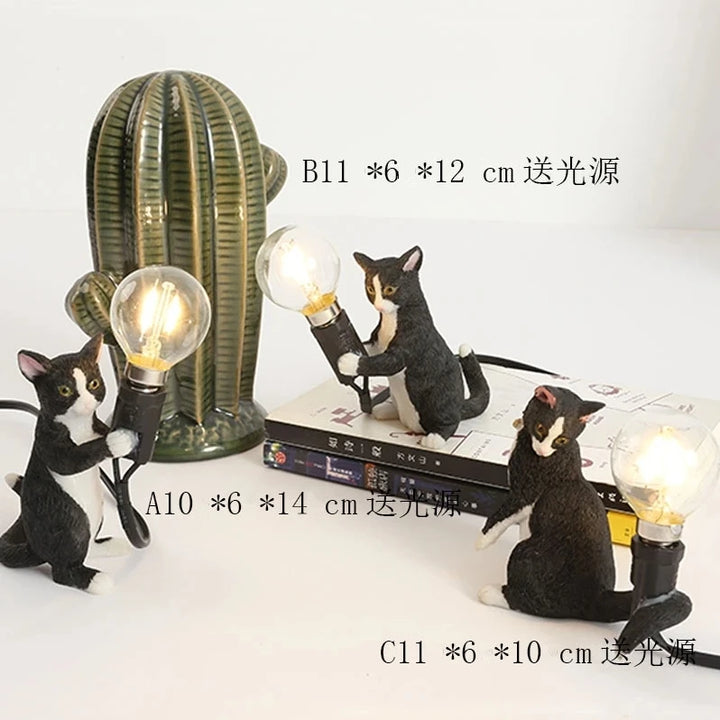 Animals Table Lamp Nordic Children's Bedroom Resin Cat Table Light  Bar Table Light home Decor night light Lighting Fixtures