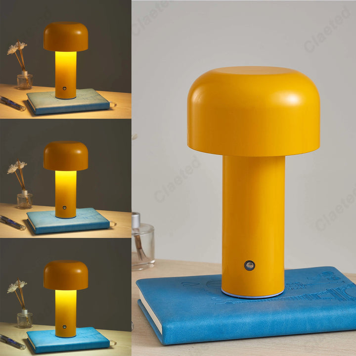 Italian Designer Mushroom Table Lamp Portable Cordless Touch Rechargeable Decor Bedside Desktop Restaurant Hotel Night Light USB