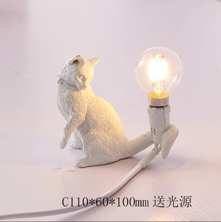 Animals Table Lamp Nordic Children's Bedroom Resin Cat Table Light  Bar Table Light home Decor night light Lighting Fixtures